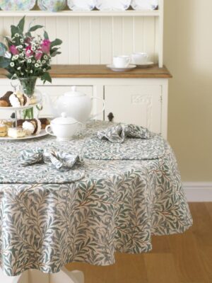William Morris Willow Bough Green 147cm (58") Round Floral Tablecloth