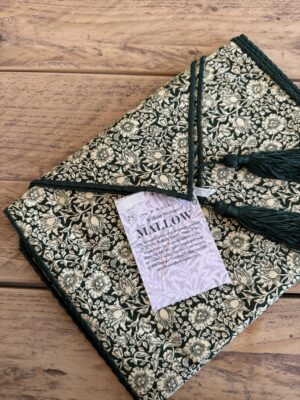 William Morris Mallow Forest Green Table Runner 233 x 30cm with Tassel